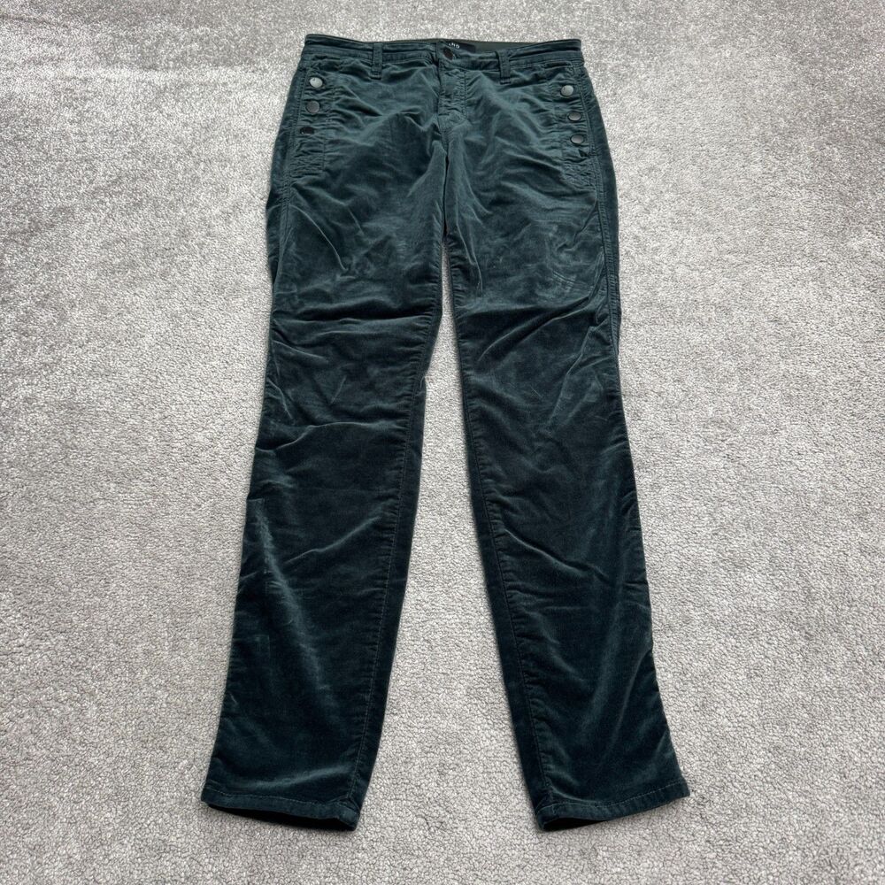 J Brand Zion Mid Rise Skinny Velvet Jeans Womens 28 Green Button Pocket Stretch